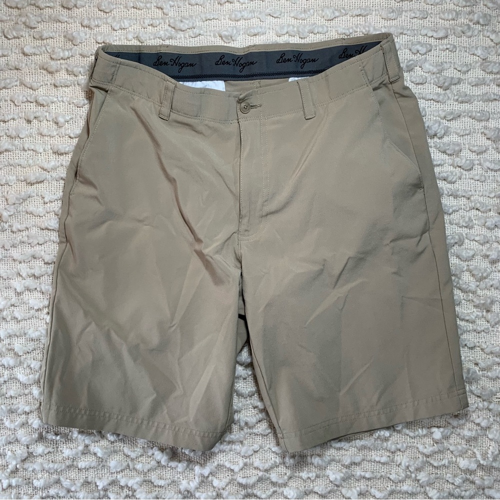 Ben Hogan Mens Chino Tan‎ Beige Khaki Size 34 Golf Flat Front Casual Modern